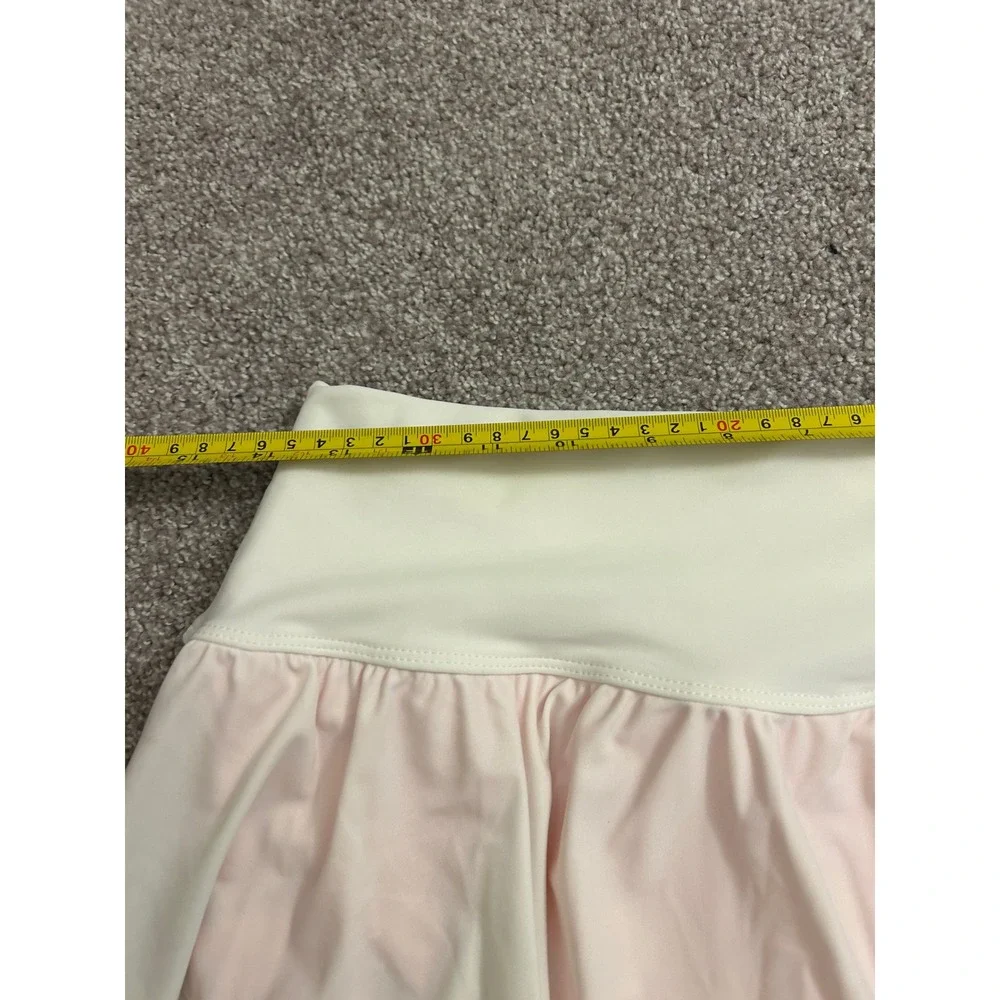 Edora Apparel Athletic Skort Womens M Cream Pink Orange Excellent Pleated Tennis